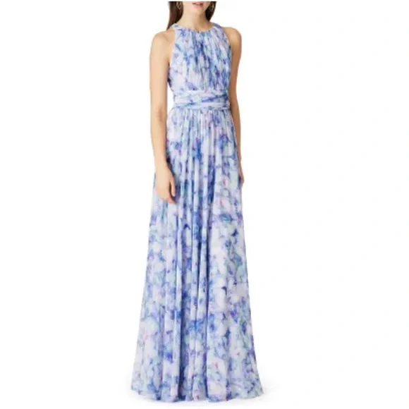 badgley mischka blue floral dress Badgley Mischka black, navy, and plum floral sequin dress, size 6